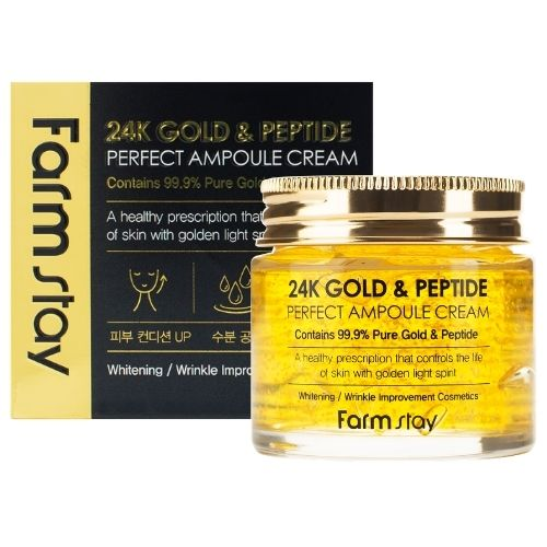 [FARMSTAY] Ампульный крем для лица ЗОЛОТО / ПЕПТИДЫ FarmStay 24K Gold & Peptide, 80 мл