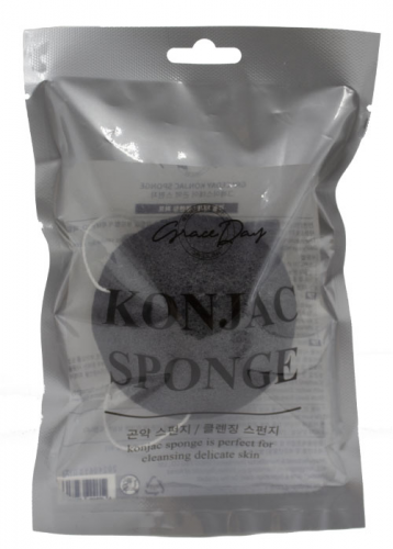 [GRACE DAY] Cпонж конняку для лица ЧЕРНЫЙ Konjac Sponge, 1 шт
