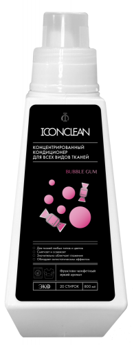 [ICONCLEAN] Кондиционер-ополаскиватель для всех видов тканей BUBBLE GUM концентрированный, 800 мл