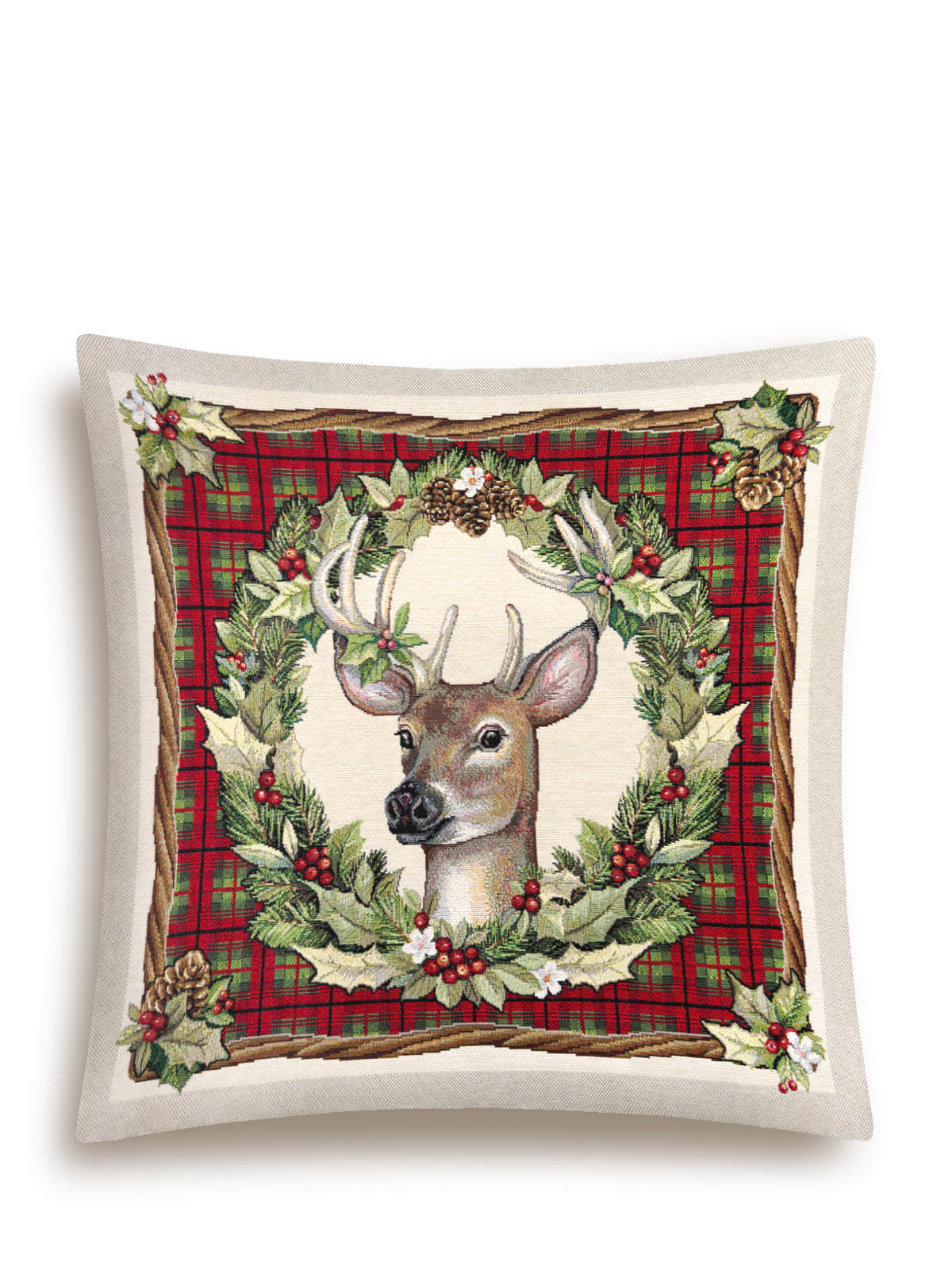 Олень клетка Наволочка 45х45 см 2310690 б/л