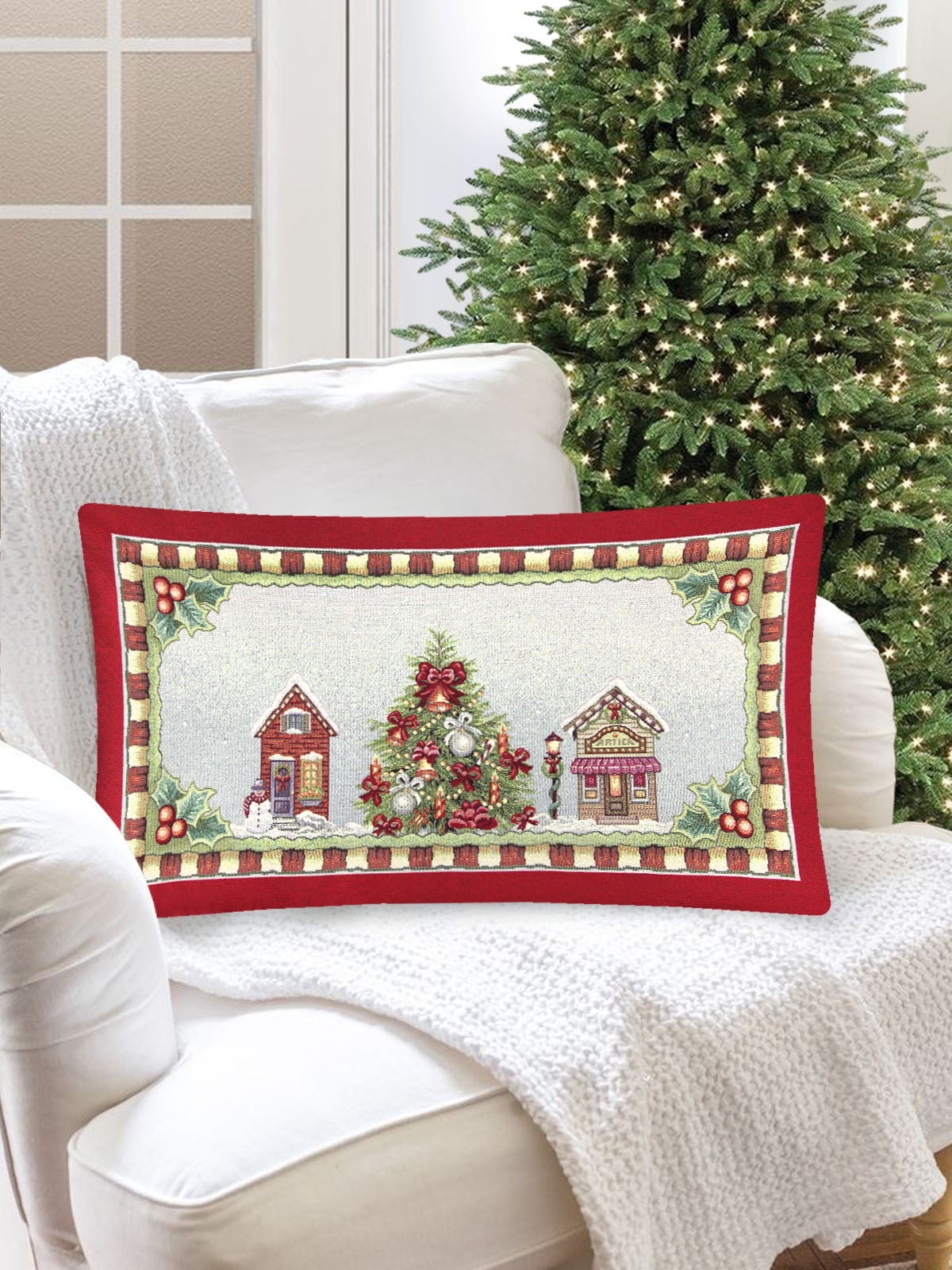 Новогодняя ярмарка Город Наволочка 40х70 см золото 2310318