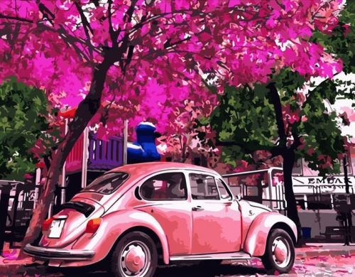 Картина по номерам 40х50 Розовый Volkswagen