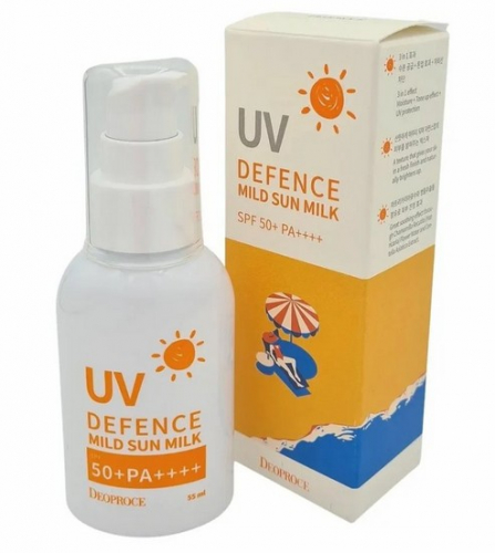 DEOPROCE UV DEFENCE MILD SUN MILK SPF50+ PA++++ Мягкое солнцезащитное молочко для лица и тела 55мл