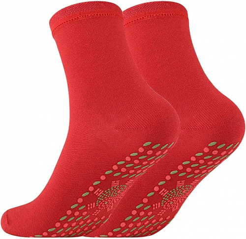 Турмалиновые носки согревающие, массажные красные (р.35-44)