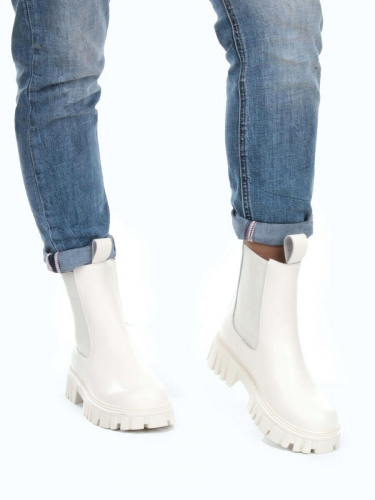 01-P39-2C WHITE Ботинки Челси демисезонные женские (натуральная кожа)