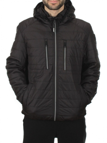 1560 BLACK Куртка мужская демисезонная (80 гр. холлофайбер) размер 48