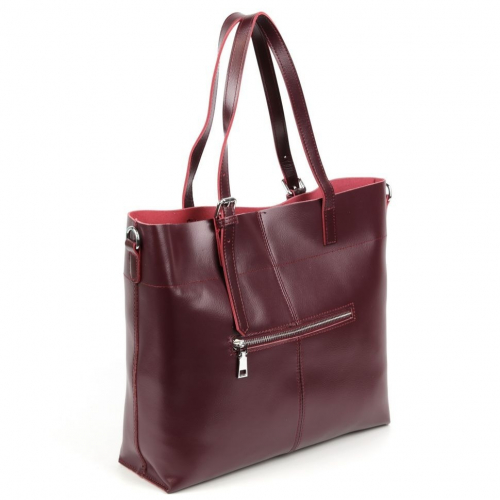 Женская кожаная сумка шоппер 8555-220 ВайнРед