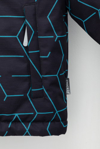 Crockid Куртка ВК 36087/н/2 Ал графит, бирюзовая геометрия Crockid