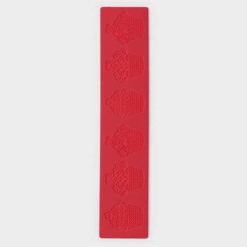 Коврик для айсинга Доляна «Пироженки», силикон, 37,5×8×0,1 см, цвет красный