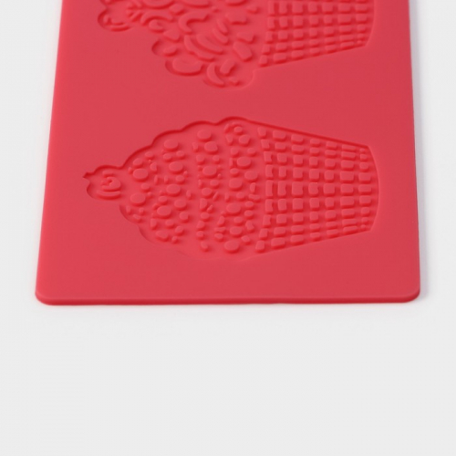 Коврик для айсинга Доляна «Пироженки», силикон, 37,5×8×0,1 см, цвет красный