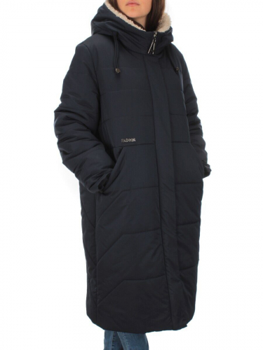 M-9091 DK. BLUE Пальто зимнее женское CORUSKY (верблюжья шерсть) размер 4XL - 54 российский