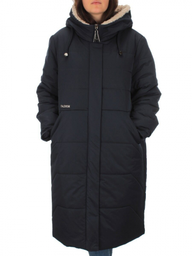 M-9091 DK. BLUE Пальто зимнее женское CORUSKY (верблюжья шерсть) размер 4XL - 54 российский