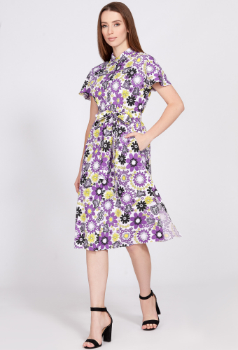 Платье Solei 4650 фиолетовый цветы