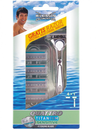 Станок для бритья Schick (Wilkinson Sword) QUATTRO Titanium Sensitive (+5 кассет)