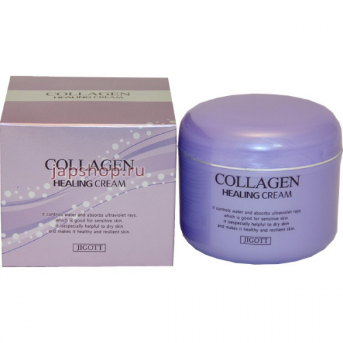 Jigott Collagen Healing Cream, Крем для лица Коллаген, с выраженным лечебным эффектом, 100 гр. (8809210036524)
