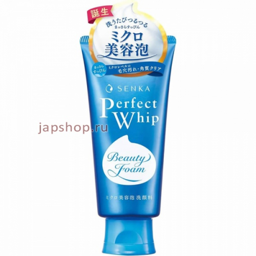 Shiseido Senka Perfect Whip Увлажняющая пенка для умывания с гиалуроновой кислотой и протеинами шёлка, туба, 120 гр (4550516474568)