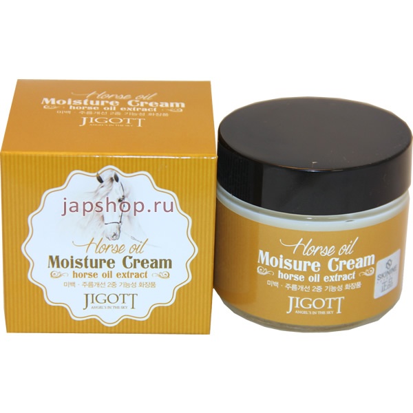 Jigott HORSE OIL MOISTURE CREAM, Увлажняющий крем с экстрактом лошадиного масла, 70 мл. (8809210034148)