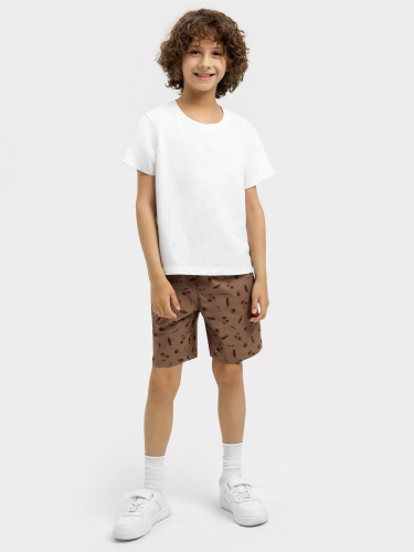 Тканевые шорты для мальчиков коричневые с принтом