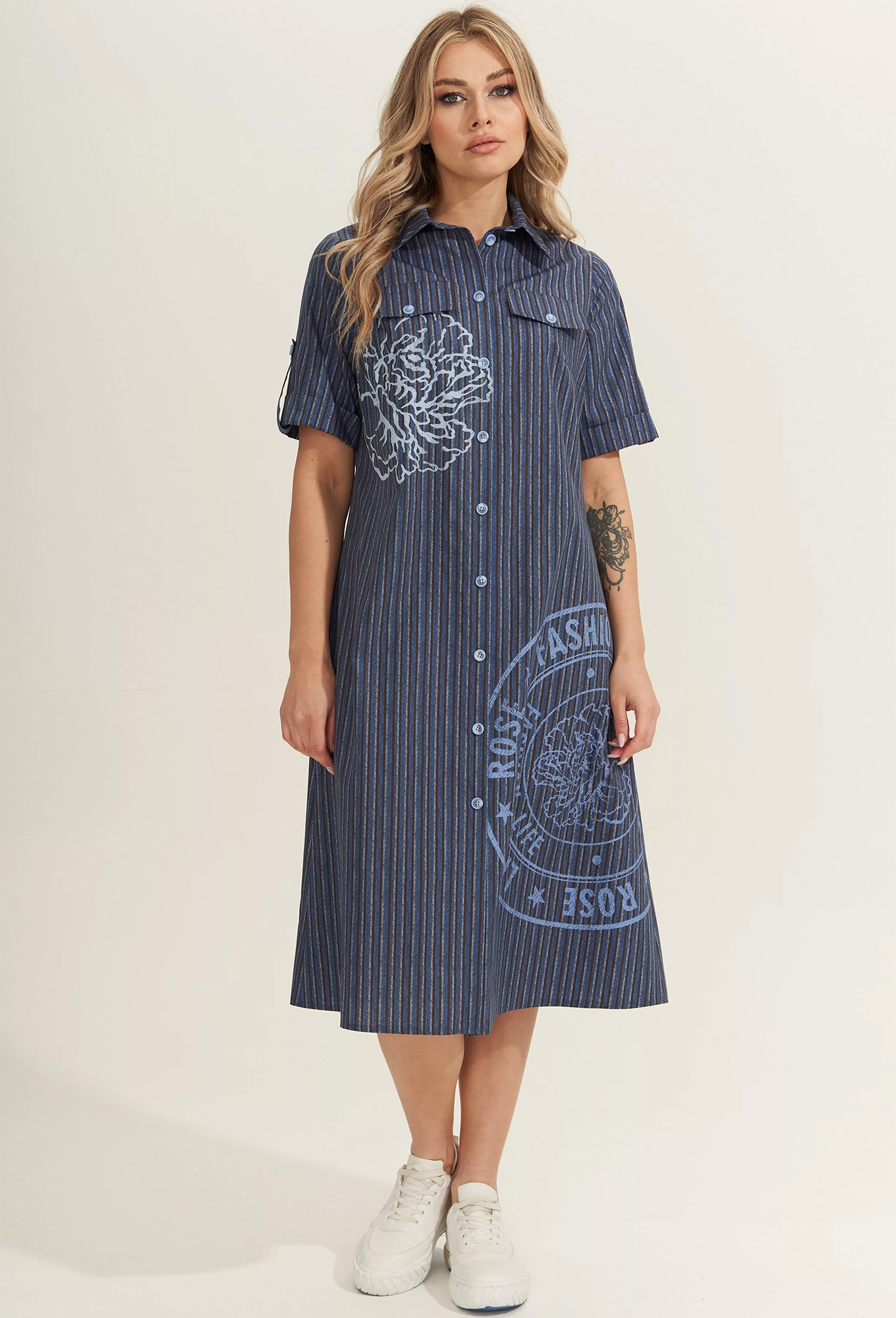 ст. цена2499руб.! Платье Gizart 5120 синий полоска