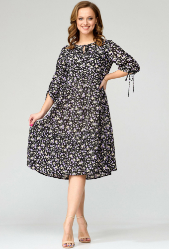 Платье Gizart 5069 черно-фиолетовый цветы