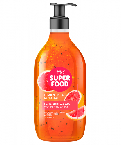 Гель для душа FITO-Косметик Свежесть кожи серии Fito Superfood с грейпфрутом и бергамотом, 520 мл