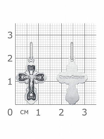 1-094-3.55 094.55 крест из серебра частично черненый штампованный