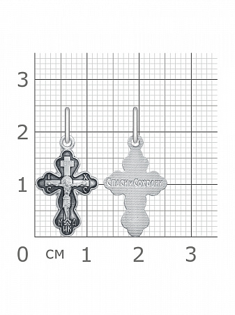 1-038-3.55 038.55 крест из серебра частично черненый штампованный
