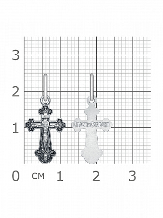 1-021-3.55 021.55 крест из серебра частично черненый штампованный