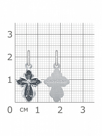 1-084-3.55 084.55 крест из серебра частично черненый штампованный