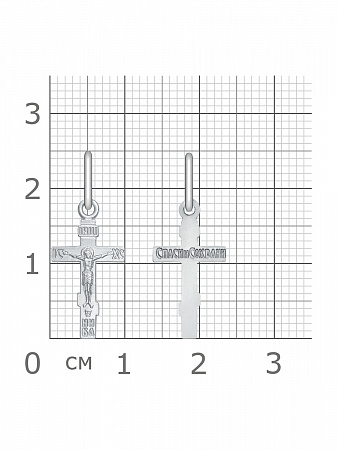 1-028-1.55 028.55 крест из серебра штампованный белый