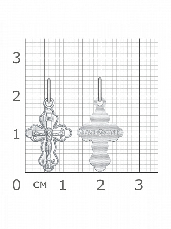 1-038-1.55 038.55 крест из серебра штампованный белый