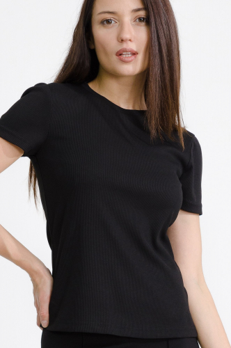 Женская базовая футболка в рубчик-лапша