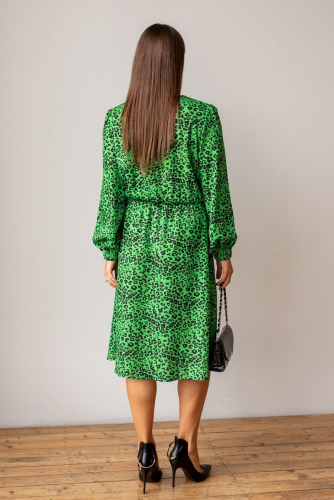 Платье РП-1145 зеленое яблоко-лео