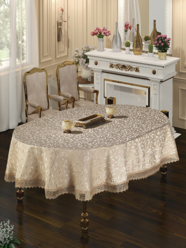 Скатерть с кружевом овальная (152*220 см) арт. DY-678-152-D