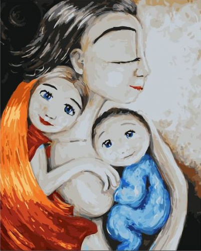 Картина по номерам 40х50 Мать с детьми