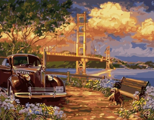 Картина по номерам 40х50 Золотой мост Сан-Франциско