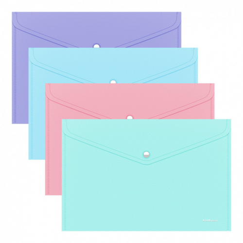 Папка-конверт на кнопке Pastel, A4, ассорти