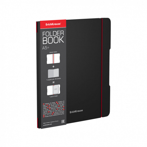 Тетрадь в съем пласт обл FolderBook, красный, А5+, 48л, клетка