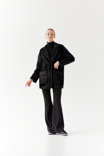 Пальто женское демисезонное 25520 (черный/тедди)