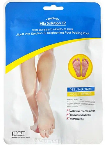 Маска-пилинг для ног осветляющая с витамином В12 JIGOTT Vita Solution 12 Brightening Foot Peeling Pack