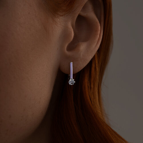 Серьги из серебра с эмалью и фианитами