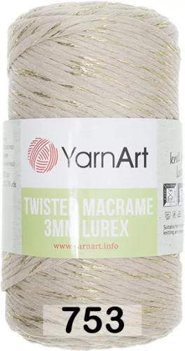 Пряжа Yarnart Macrame Twisted 3 Mm Lurex