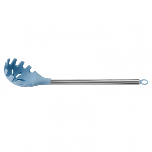 M04-066-B Ложка силиконовая для спагетти с ручкой из нержавеющей стали, голубой.