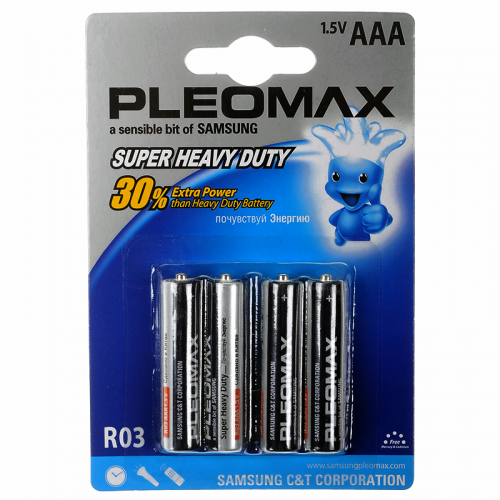 Батарейка Samsung Pleomax R03 AAA BL4 (4/40/960)