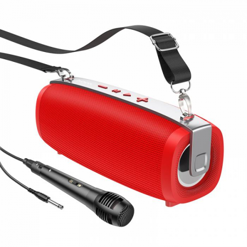 Колонка Hoco BS55, BT-Колонка 2x5W/ 1500mAh/ AUX/ TF/ USB/ FM/ TWS/проводной микрофон, красная