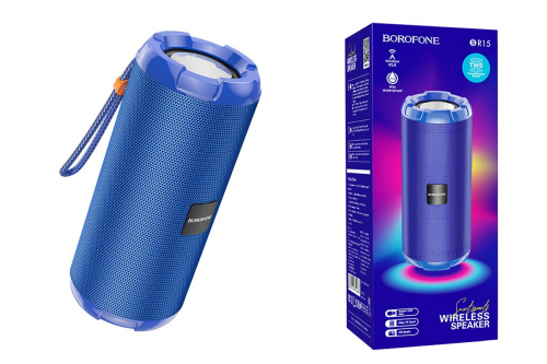 Колонка Borofone BR15, BT-Колонка 2x5W /USB /TF /AUX, синяя
