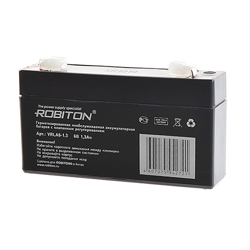 Аккумулятор 6v-1.3Ah Robiton VRLA6-1.3