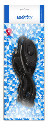 Шнур с плоской вилкой и проходным выключателем Smartbuy, 1,7 метра черный (SBE-06-P05-b)