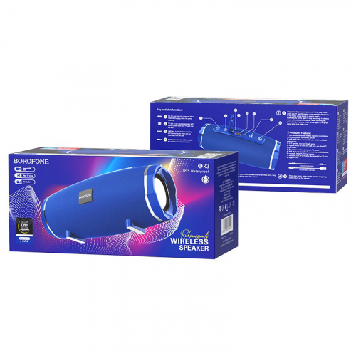 Колонка Borofone BR3, BT-Колонка 2x5W /USB /TF /AUX /mic, синяя
