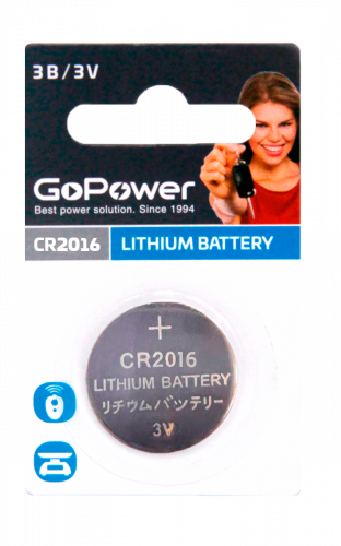 Батарейка GoPower CR2016 BL1 (1/50/2000)